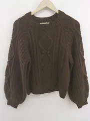◇ MAJESTIC LEGON マジェスティックレゴン ケーブル 長袖 ニット セーター サイズM ブラウン レディース E  【1302180007312】