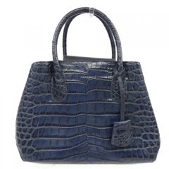 BAGFAN クロコダイル crocodile 鰐革 ハンドバッグ ネイビー 紺 - メルカリ