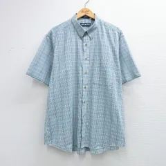 XL/古着 バンヒューセン 半袖 シャツ メンズ 90年代 90s 大きいサイズ ボタンダウン 薄紺他 チェック 26apr16