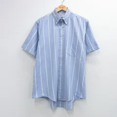 L/古着 アロー 半袖 シャツ メンズ 90年代 90s オックスフォード ボタンダウン USA製 薄紺他 ストライプ 26apr16のサムネイル