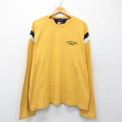 XL/古着 トミーヒルフィガー 長袖 ブランド Tシャツ メンズ 90年代 90s ワンポイントロゴ 大きいサイズ コットン クルーネック 黄他 26apr16