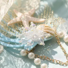 ヒトデ形 ヘアピン パール＆ラインストーン インレイ ヘアクリップ レディース 髪留め 16×13Cm 結婚式 パーティー 海モチーフ アクセサリー  c-289