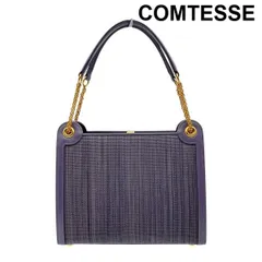 コンテス COMTESSE ハンドバッグ チェーン ゴールド金具 パープル 紫 ホースヘア レザー 6V520のサムネイル