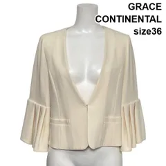 ◇ グレースコンチネンタル GRACE CONTINENTAL ノーカラージャケット 長袖 ベルスリーブ ショート丈 ラメ 36 S 7号 レディース S6E157のサムネイル