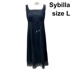⭐︎シビラ【L】ロングワンピース スクエアネック タックデザイン 