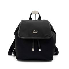 美品✨】ケイトスペード ナイロンリュック 軽量 黒 金具ロゴ 巾着 
