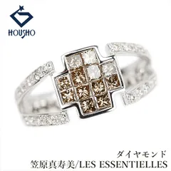 笠原真寿美/レ・エッセンシャル ダイヤモンド リング K18ホワイトゴールド LES ESSENTIELLES 作家 デザイナー クロス 十字 ミステリーセッティング 透かし プリンセスカット ファンシーカット 変形カット 中古 宝正 907128のサムネイル