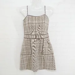 ◇ one after another NICE CLAUP チェック ノースリーブ ミニ ワンピース サイズF ベージュ ブラウン ブルー レディース E  【1303140027777】のサムネイル