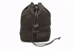 プラダ ミニ 巾着 ポーチ バニティ ハンドバッグ 三角ロゴプレート Unisex テスート ナイロン 茶 ブラウン PRADA 6354k