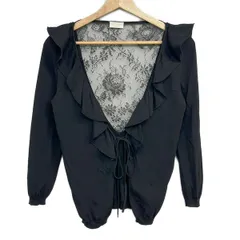 VALENTINO ROMA(バレンチノローマ) カーディガン サイズ44/8 レディース美品  - 黒 長袖/レースのサムネイル