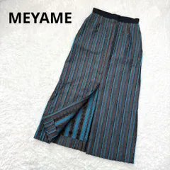 MEYAME メヤメ STRIPE JACQUARD SKIRT 日本製 ストライプジャガードスカート タイトスカート ロングスカート ブルー × ブラウン 青 茶 エキゾチック 希少 MEY-1062  定価約4,8円 極美品のサムネイル