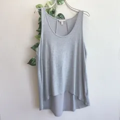美品✨ バナナ リパブリック Banana Republic タンクトップ グレー ドレープ ノースリーブ レーヨン ストレッチ グレー ミドル丈 インナー 重ね着 無地 きれいめ フェミニン ナチュラル カジュアル 薄手 伸縮性 デイリー シンプル ラウンド