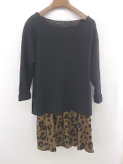 ◇ mink chair ミンクチェアー ドッキング 柄 長袖 ミニ ワンピース サイズ02 ブラック ブラウン系 レディース E  【1303280013135】