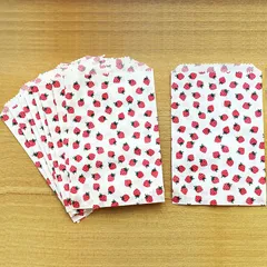 紙袋 いちご柄 5号 116mm×170mm 100枚セット フ-625 平袋 マチなし ギフトバッグ カクケイ 新品