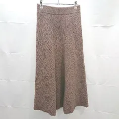 ◇ Noela ノエラ ウエストゴム　ケーブル　裏地　シンプル ひざ丈 フレア スカート サイズF ブラウン系 レディース E  【1303290026378】のサムネイル