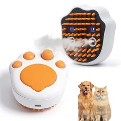 猫 スチーム ブラシ 【4in1多機能】 猫用ブラシ 蒸し猫ブラシ 犬 ブラシ ペットブラシ 猫 ブラッシング 抜け毛対策 長毛・短毛犬猫用 セルフクリーニング機能付き 給水タンク LED青色ライト搭載 ワンタッチ排毛（ホワイト1個）★ d48ebc22