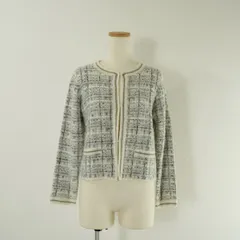 Reflect リフレクト ノーカラー ジャケット ニット アクリル コットン ウール 白 紺