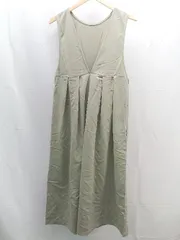 ◇ Alma Design Vネック サイドジップ シンプル ノースリーブ ロング丈 ワンピース サイズM グリーン系 レディース E  【1304050042423】のサムネイル