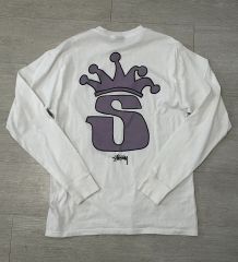Stüssy 長袖Tシャツ グレー ロゴ クラウン ロンT ステューシーメンズM 