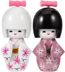 木製 着物人形 2個セット 和風 卓上飾り 日本風 インテリア 置物 ギフト b-481