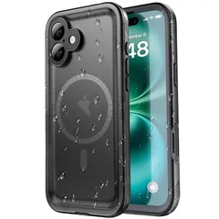 【新品】 SPORTLINK iPhone 16 用 防水ケース iPhone 16 MagSafe 用 ケース完全防水 IP68防水等級 マグネット搭載 MagSafe対応 防雪 防塵 耐衝撃 360°全面保護 QI充電 フェイスID 認証対応 ワイヤレス充