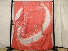 MO-00805 豪華振袖 刺繍 草花文 暈し染め 金糸 銀彩 ラインストーン 