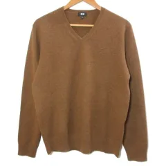 ユニクロ UNIQLO 18AW カシミヤVネックセーター ニット プルオーバー 長袖 厚手 L 茶 ブラウン 351-409180 /X
