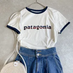 【Patagonia パタゴニア】 ロゴT リンガーT 半袖 Tシャツ レディースL 白のサムネイル