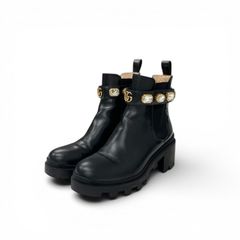 本物 GUCCI サイドゴアロングブーツ グレー系 - メルカリ