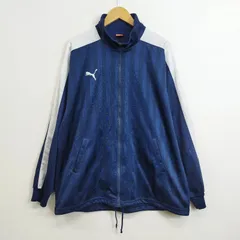 00s PUMA プーマ トラックジャケット ジャージ ビッグロゴ バックプリント y2k スポーツ 長袖 ネイビー XO 日本製 E249