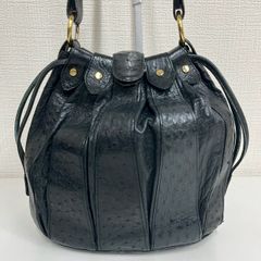 希少レア/Courreges 本革 モノグラム ショルダーバッグ 巾着 総柄