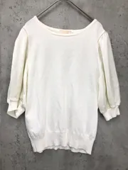 any sis エニィスィス サテンスリーブ 5分袖 サマー ニット セーター size2/白 ■◆ レディース