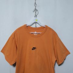 美品 NIKE ナイキ 半袖 Tシャツ 刺繍センターロゴ オレンジブラウン XL 