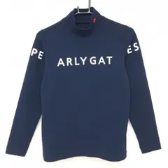 【美品】パーリーゲイツ 長袖ハイネックシャツ ネイビー×白 ロゴプリント  レディース 1(M) ゴルフウェア PEARLY GATES