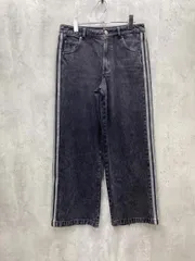adidas アディダス アディカラー スリーストライプス トラック ワイド デニムパンツ 90年代風 カジュアル size2630/ブラック ■■◎メンズ