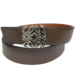 【ロエベ】本物 LOEWE ベルト アナグラム 40-100 全長118cm 幅3.8cm 茶色系 本革 レザー 男性用 メンズ スペイン製 付け替え可能のサムネイル