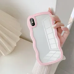 UEEBAI 対応 iPhone X/iPhone XS 用の ケース ソフト TPU カバー 可愛い おしゃれケース 透明 ウェーブ デザイン スマホケース ワイヤレス充電対応 軽量 薄型 耐衝撃 人気 波型 バンパー スマホケース - ピンク