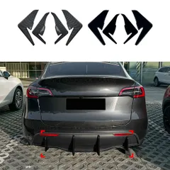 テスラ Tesla Model Y 2017年から2024年対応 リアリップスポイラー リアアンダーガーニッシュ 外装パネル ABS製 貼付け式 ボディアクセサリー 後部ドレスアップ 傷防止 汚れ防止 スタイリッシュ 光沢感アップ カーボン調 ピアノブラック