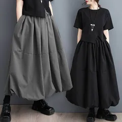 新品 バルーンスカート レディース ロングスカート フレアスカート マキシ丈 スカート Aラインスカート ボトムス 無地 Aライン フレア ハイウエスト ウエストゴム 秋冬 体型カバー おしゃれ 着痩せ #mixtt