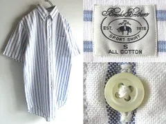 希少 90sビンテージ Brooks Brothers ブルックスブラザーズ 半袖 オックスフォード ストライプシャツ BDシャツ S ホワイト ブルー 白 青