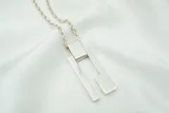 グッチ Gモチーフ ネックレス ペンダント カットアウト プレート ロゴ メンズ Unisex SV925 銀 シルバー GUCCI 6435j