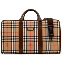 極美品・廃盤 BURBERRY バーバリー 2way ボストンバッグ ノバチェック ホースロゴ 手持ち 旅行 出張 大容量 多収納 ゴルフ メンズ レディース ベージュ