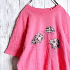 【入手困難/最高モデル】90s Vintage USA製 古着 ピンク アニマル 動物 ラッコ 半袖Tシャツ #5707のサムネイル
