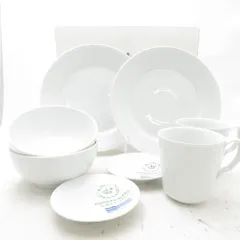 未使用 ROYAL COPENHAGEN ロイヤルコペンハーゲン ホワイトフルーテッド シグネチャー マグカップ 小皿 中皿 ボウル 8点 セット 22cm 10cm プレート SM5171V2 のサムネイル
