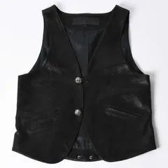 極美品 CHROME HEARTS クロムハーツ ベストレザー ダガーZIP Black ブラック シルバー金具 中古 4a001950のサムネイル