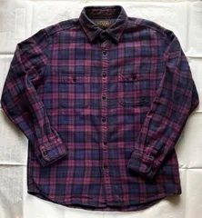 OLD UNIQLO ( オールド ユニクロ ) 紫系 チェック  XLサイズ 長袖 フランネル シャツ