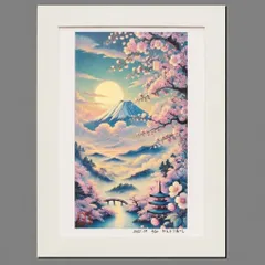 日本の美しい景色シリーズ１・桜富士山AIデジタルアート20枚限定●がんどうあつし 日本の美しい景色シリーズ1・桜富士山AIデジタルアート20枚限定○がん
