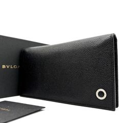 未使用に近い BVLGARI ブルガリ 長財布 グレインレザー ブラック 黒