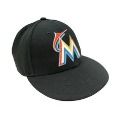 NEW ERA ニューエラ MLB Miami Marlins マイアミマーリンズ  ベースボールキャップ 59FIFTY  刺繍 ブラック 黒 7 5/8 60.6cm　J2140-3