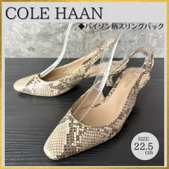 【ケア済/清潔なリユース靴】S776 COLE HAAN コールハーン パイソン柄 ヘビ柄 ポインテッドトゥ スリングバック バックストラップパンプス ベージュ UK5 1/2 (約22.5-23.0cm)のサムネイル